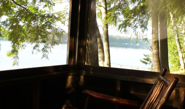 Some of our cabins have porches that overlook the lake